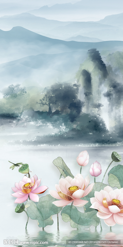 意境 中国风山水 tif分层