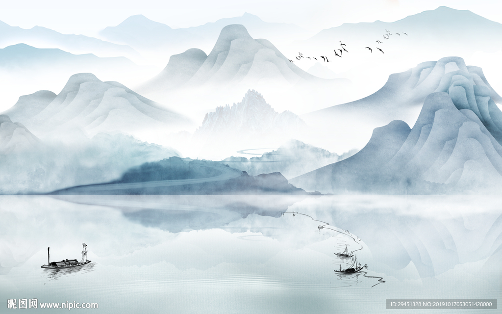 高档水墨山水画 TIF分层