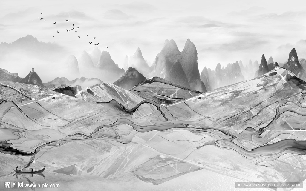 新款意境新山水画 TIF分层