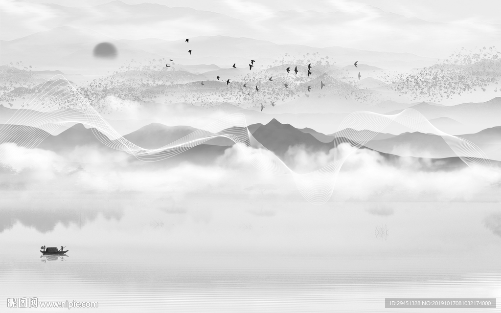 中国风意境新山水画 TIF分层