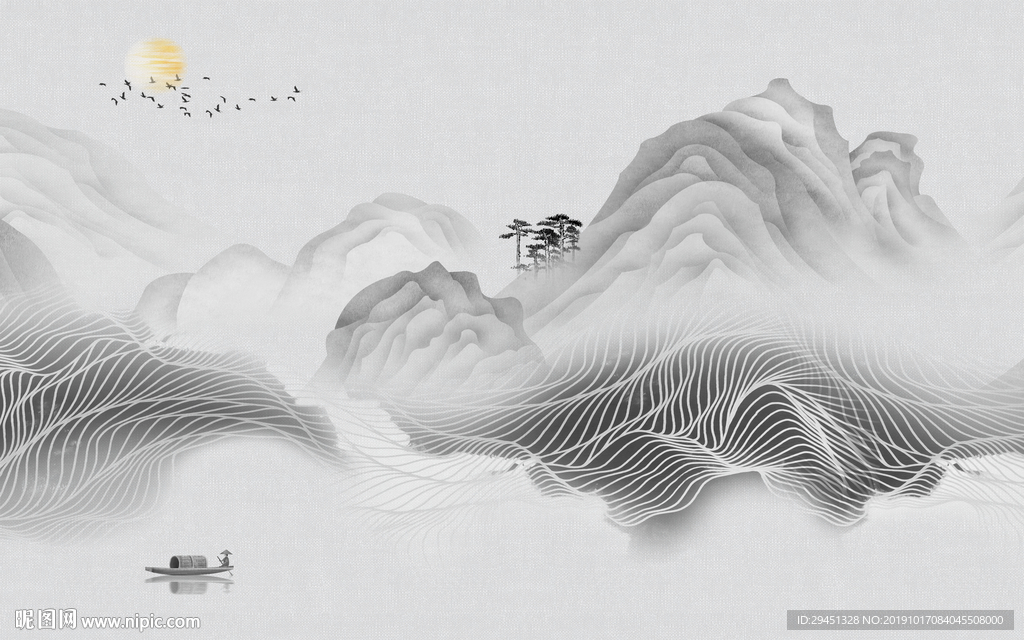 高档 意境新山水画 TIF分层