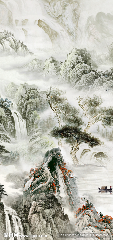 新中式山水装饰画 TIF分层