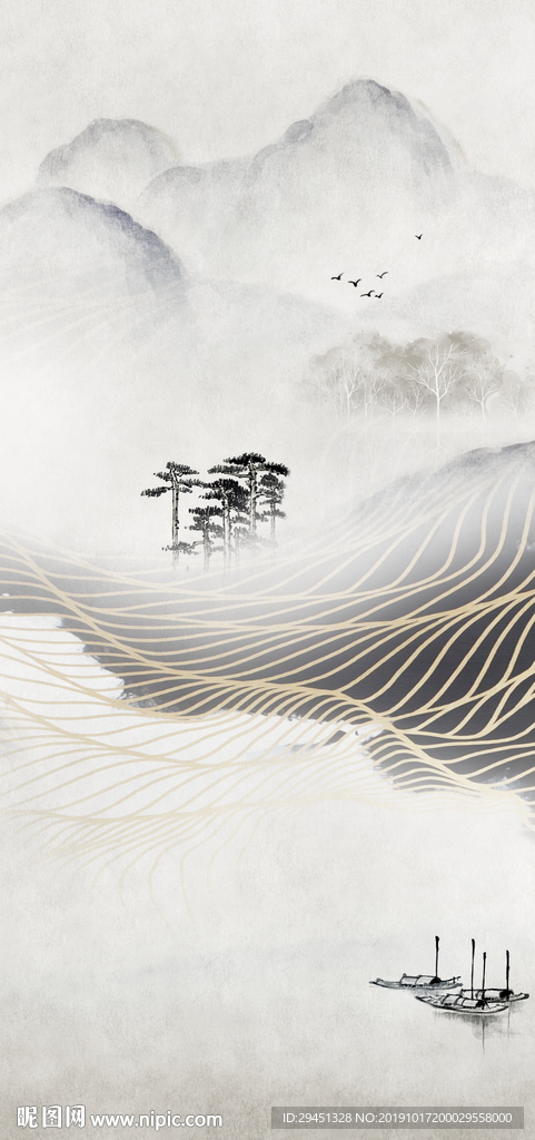 高档新山水玄关画 TIF分层