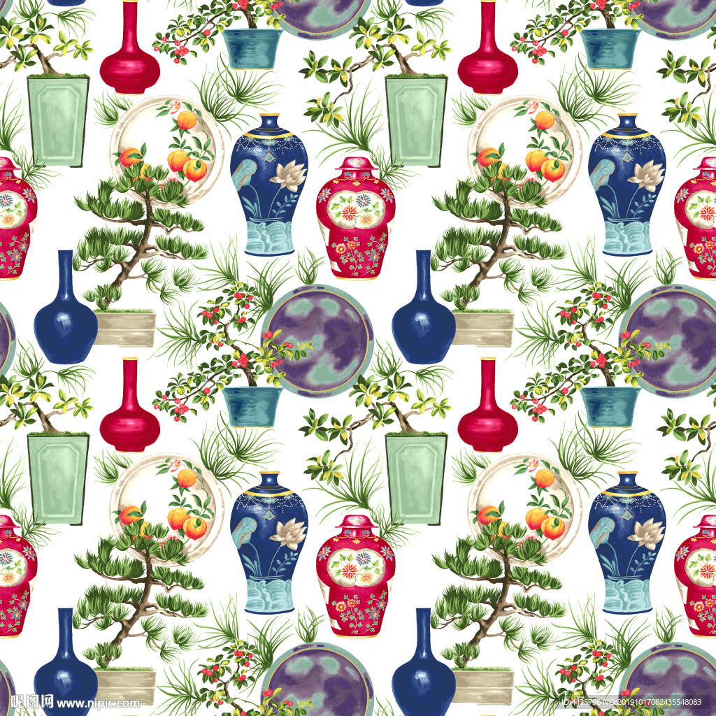 高清陶瓷手绘花卉印花