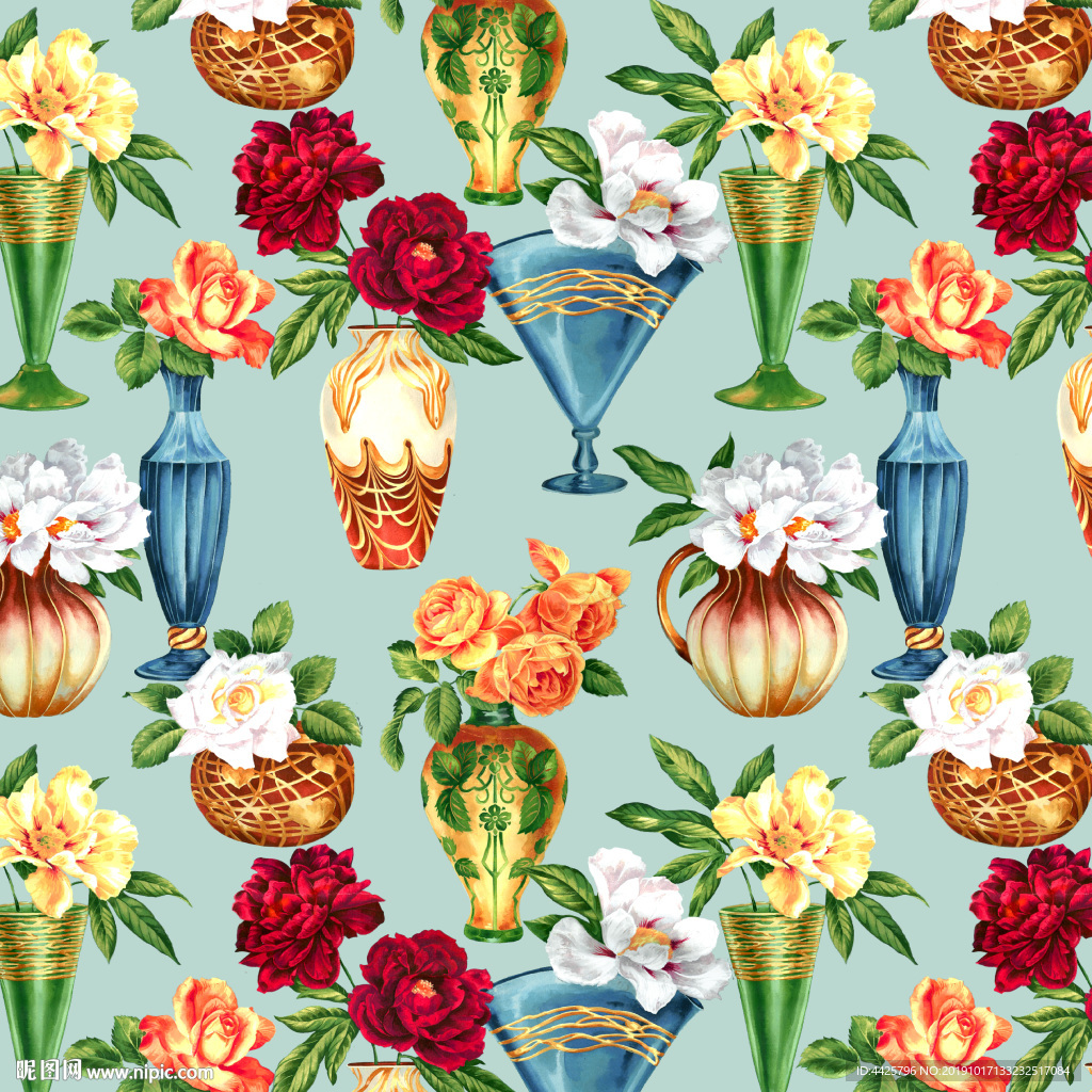 高清陶瓷手绘花卉印花