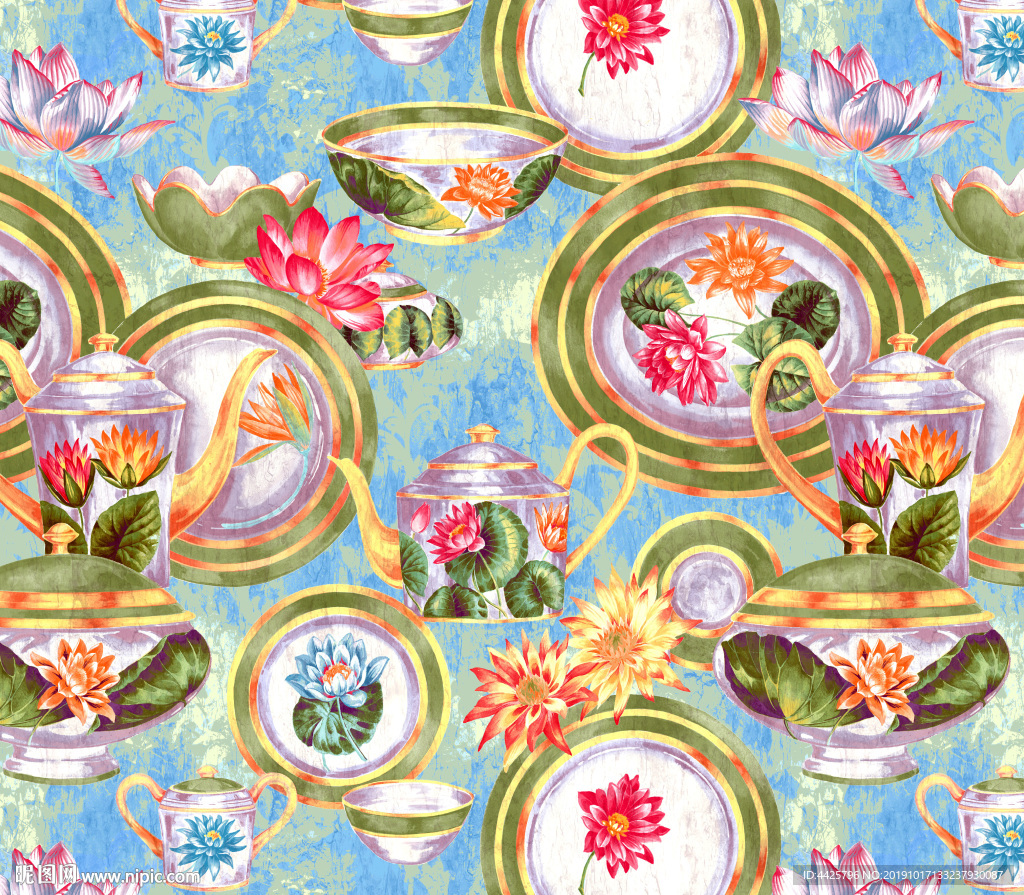 高清陶瓷手绘花卉印花