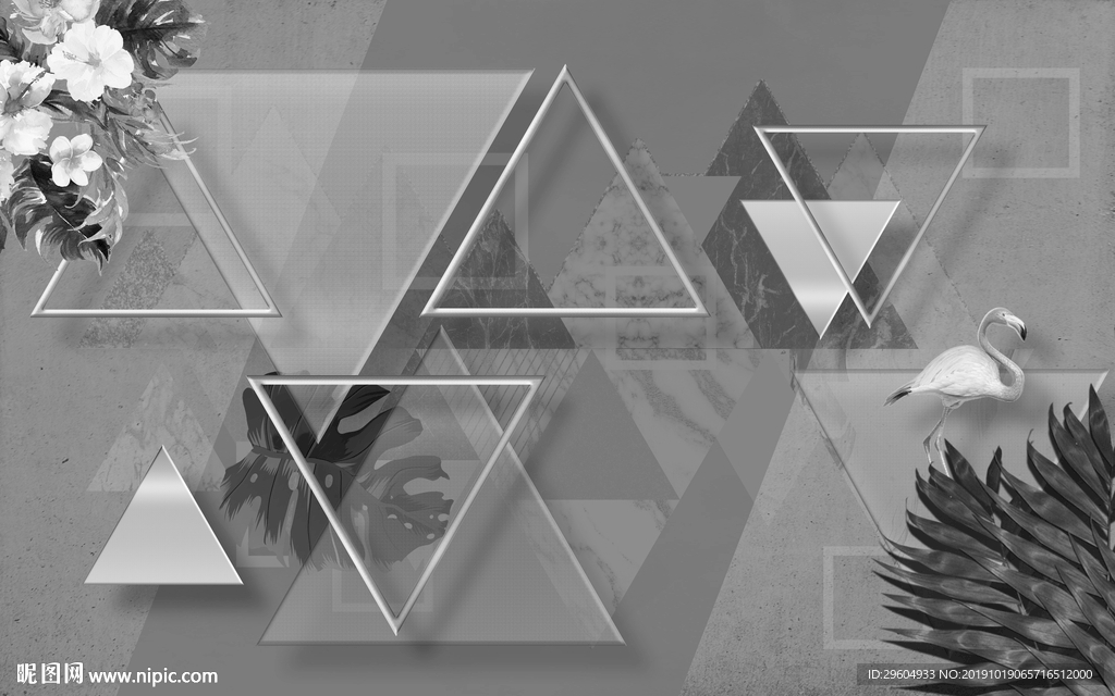 灰色装饰画 TIF分层 背景墙