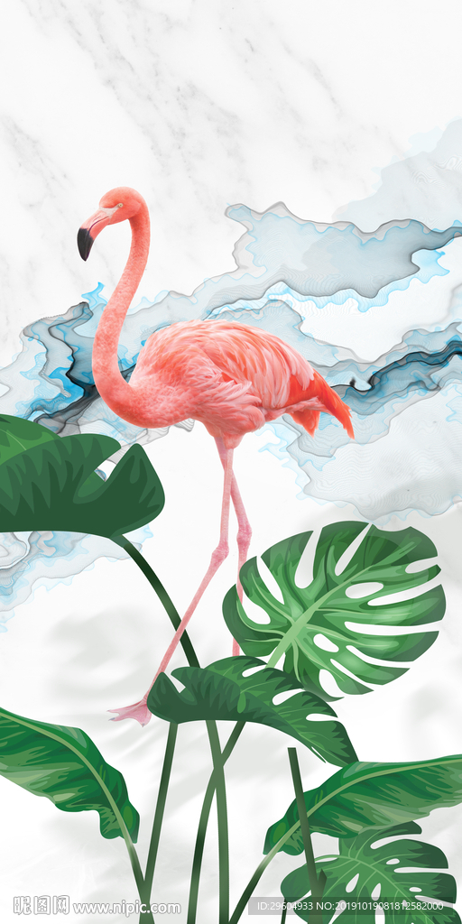 火烈鸟现代玄关画 TIF分层