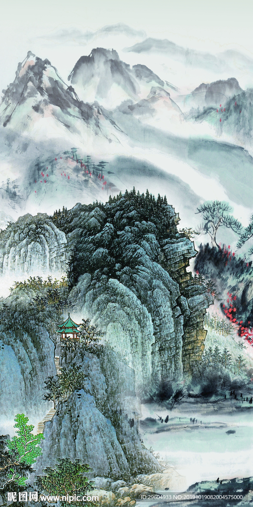 精美山水中国风画 TIF分层