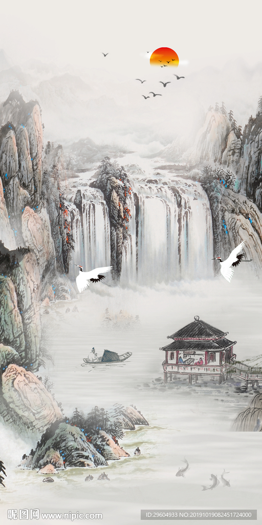 高档山水中国风画 TIF分层