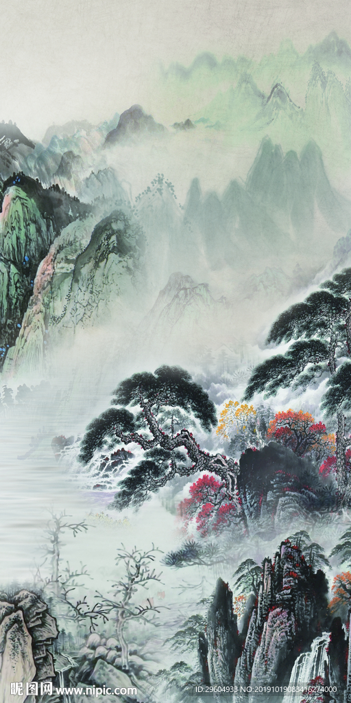 新中式山水中国风画 TIF分层