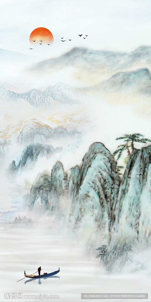 高清 山水中国风画 TIF分层