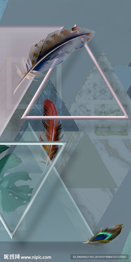 立体三角形玄关画TIF分层