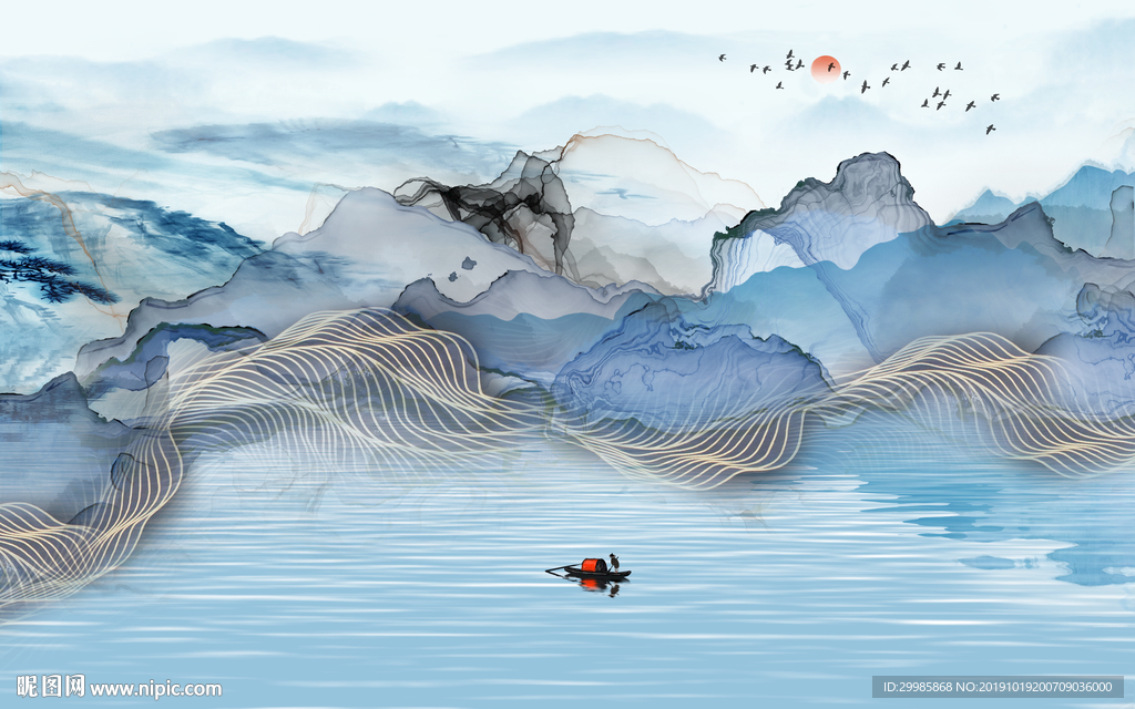 线条新中式画 tif分层