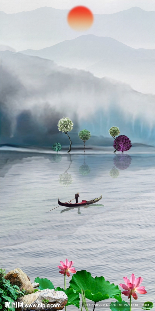 新款 风景山水玄关 tif分层