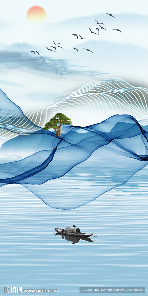 抽象风景山水玄关 tif分层