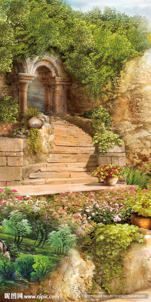 新品风景山水玄关 tif分层