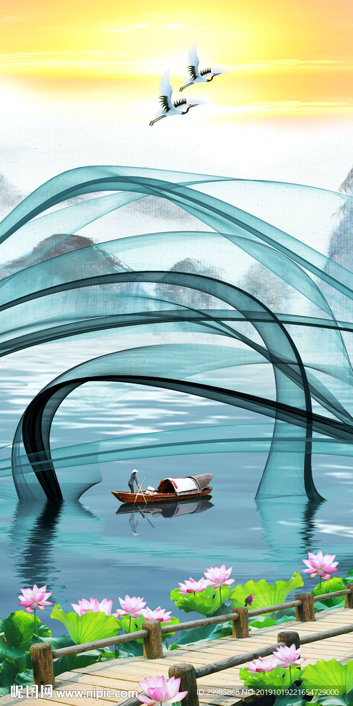 极品中式山水玄关 tif分层