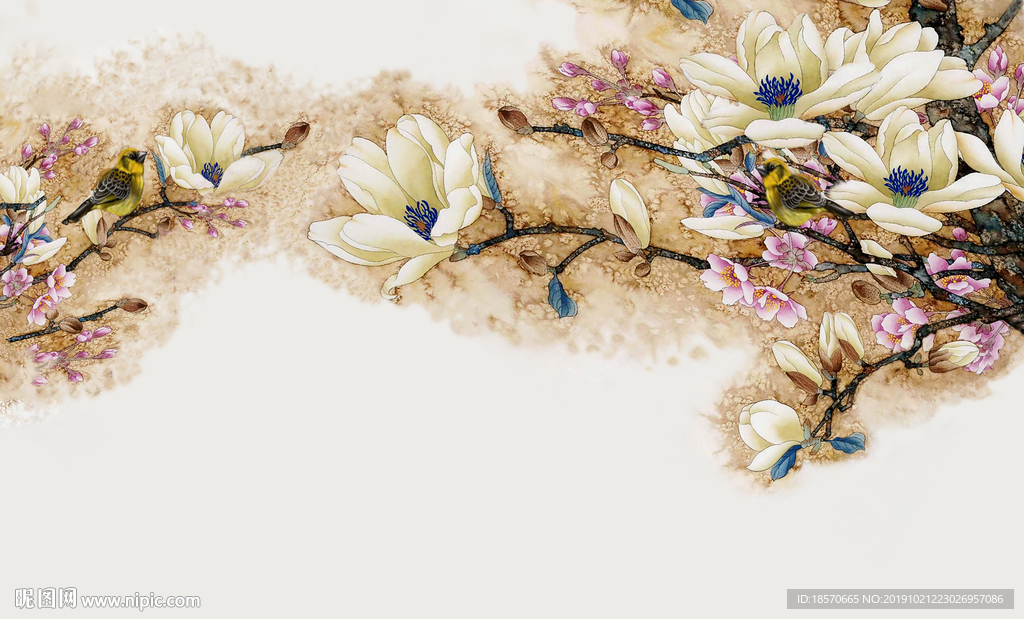 兰花鸟电视墙背景