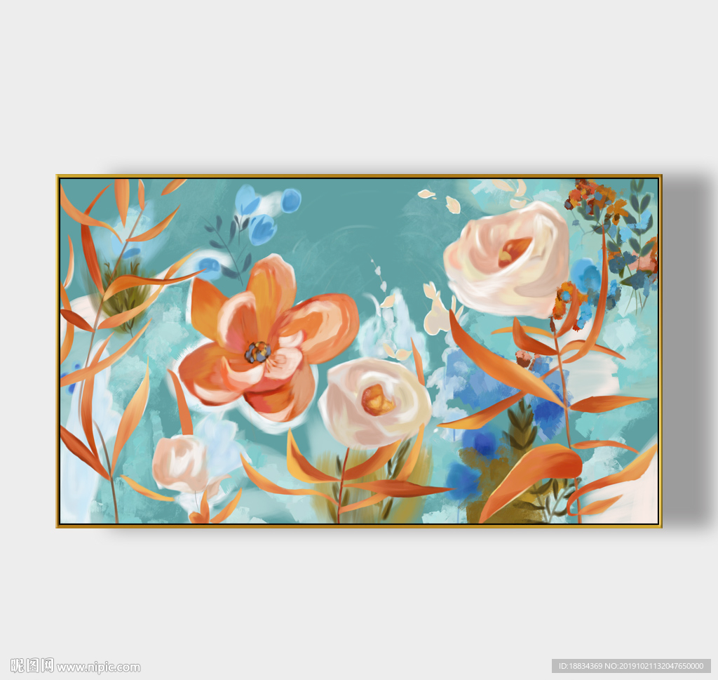 现代简约手绘花卉油画装饰画