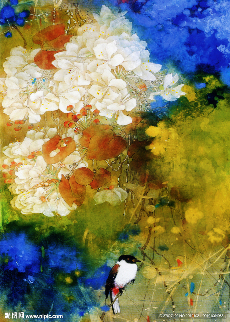 春秦惊艳 油画  油画花鸟 手