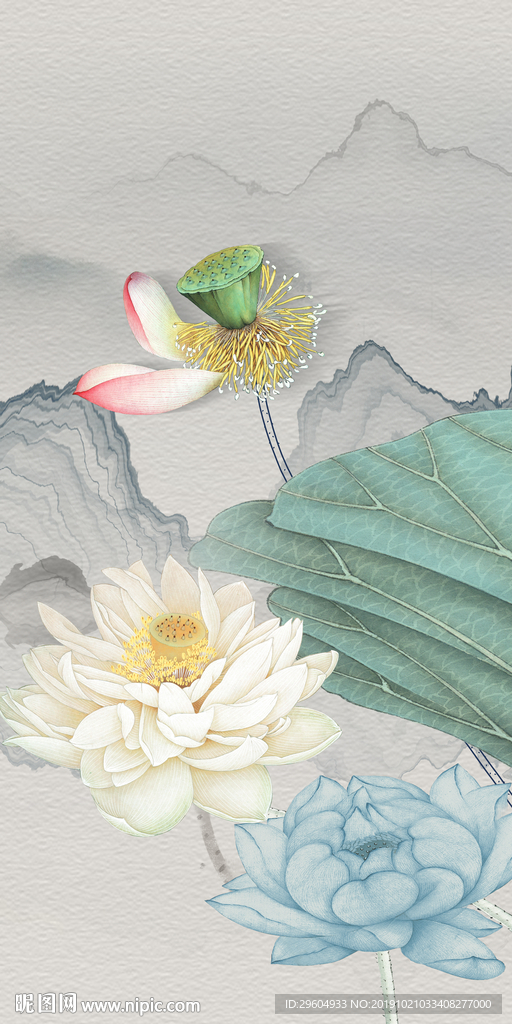 现代山水画背景墙 TIF分层