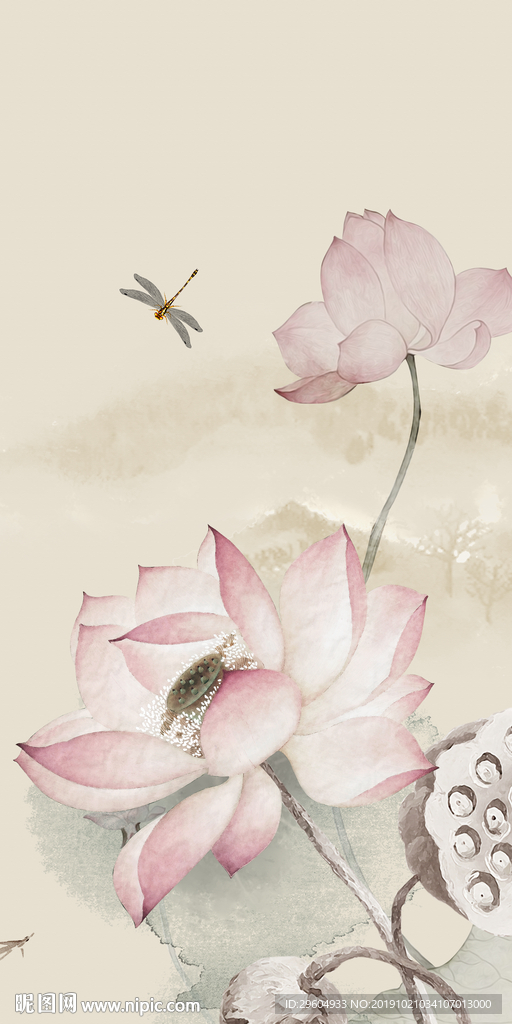 高档 山水画背景墙 TIF分层