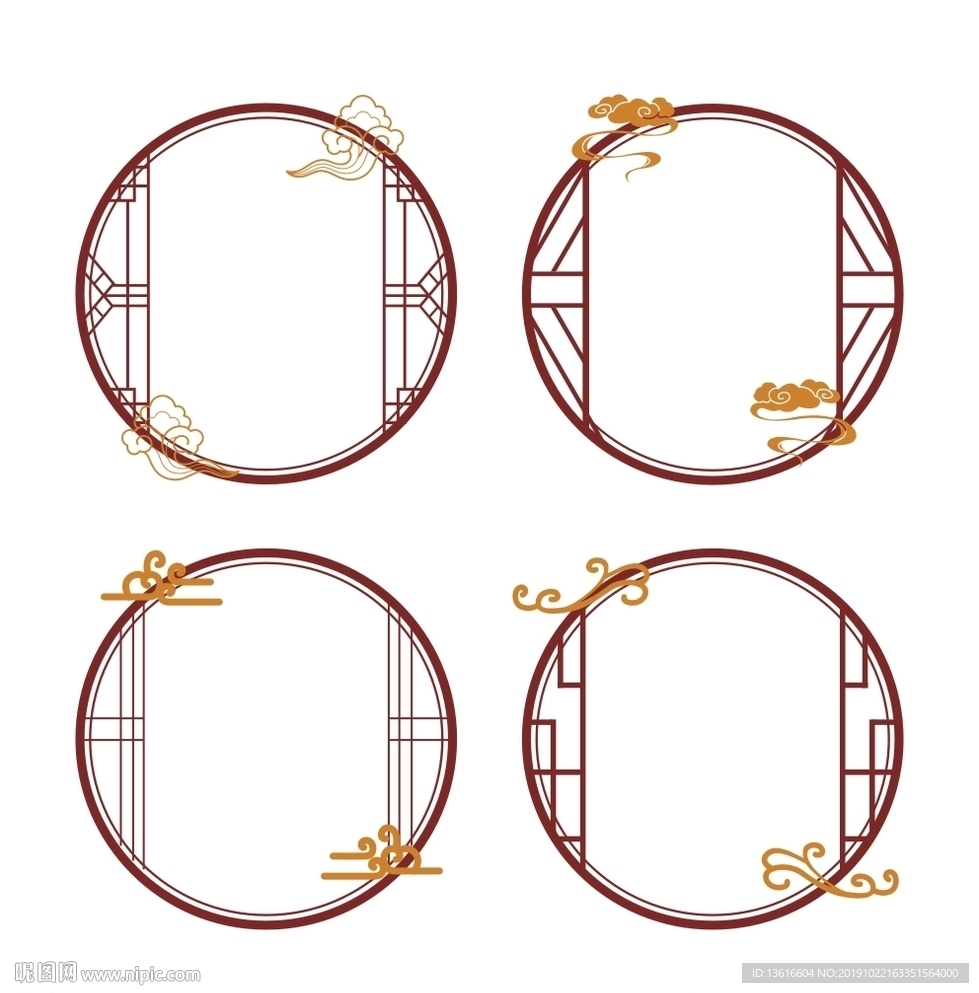 古典圆形窗花祥云