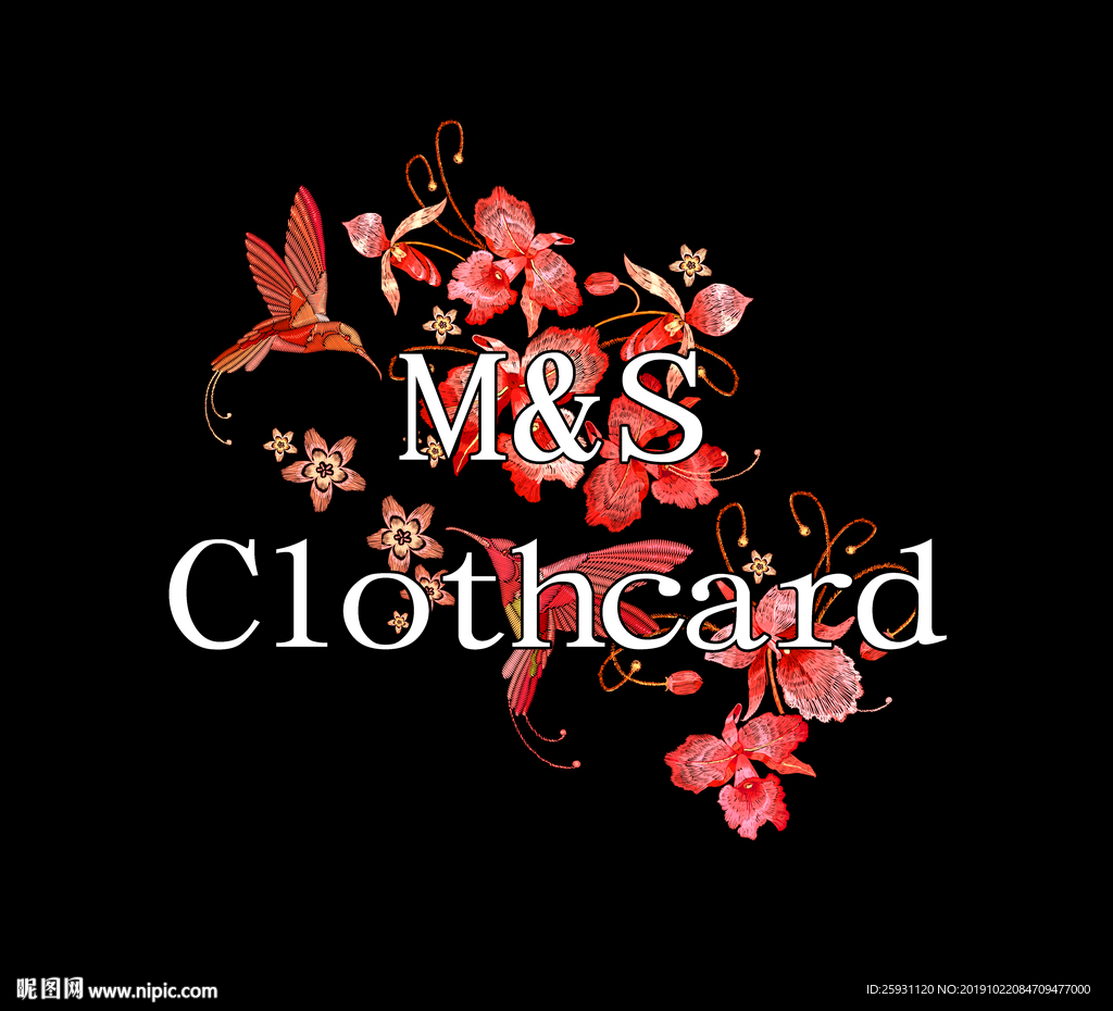 唯美艳丽红绣花花卉碎花时尚英文