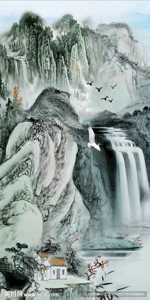 现代玄关风景山水 tif分层