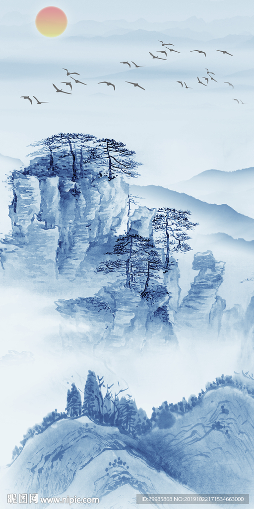 极品玄关风景山水 tif分层