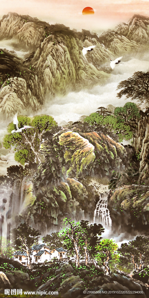 新品玄关风景山水 tif分层