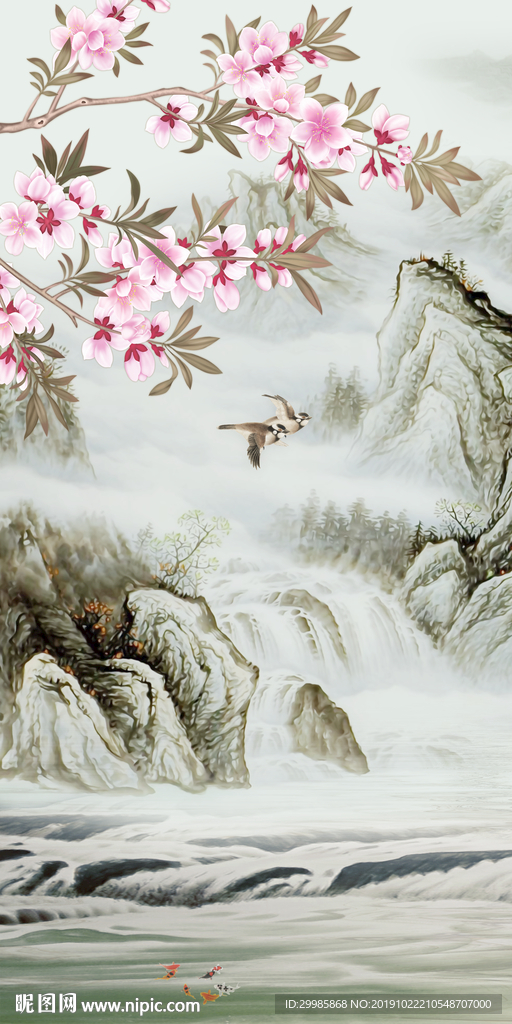 简约风景玄关山水 tif分层