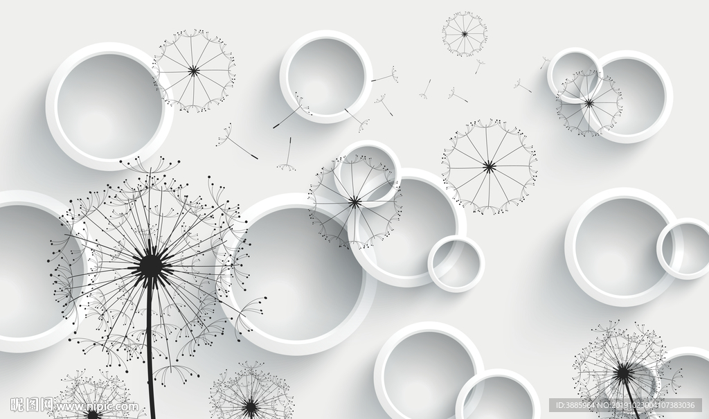 圆圈简约树背景墙图片