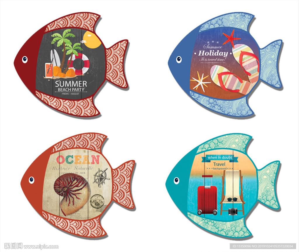 复古鱼形装饰画