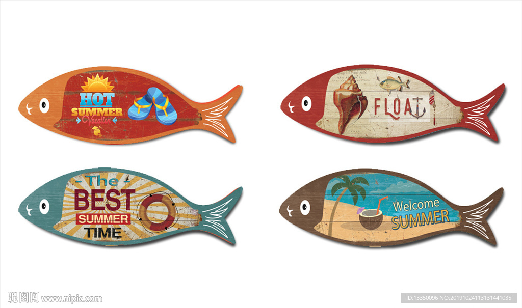 复古鱼形装饰画