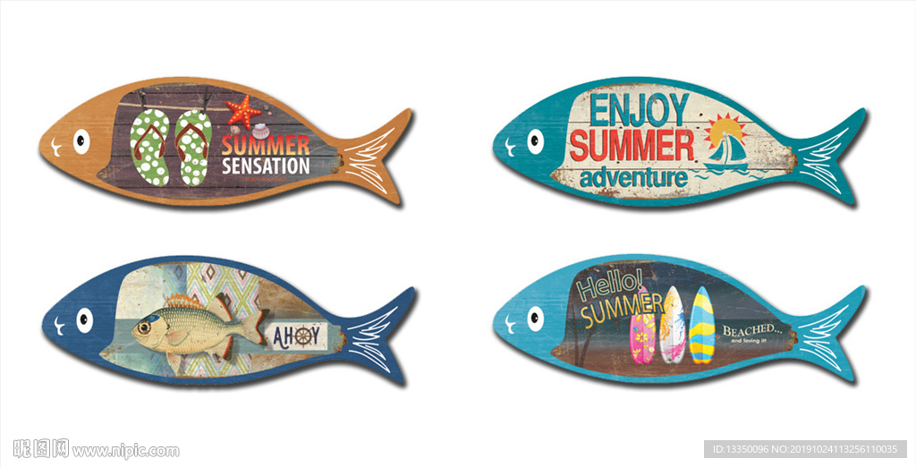 复古鱼形装饰画