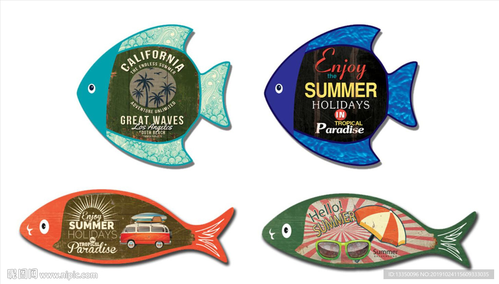 复古鱼形装饰画