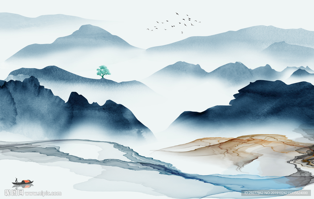 抽象 意境新山水画 TIF分层