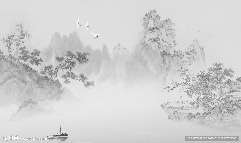 简约意境新山水画 TIF分层