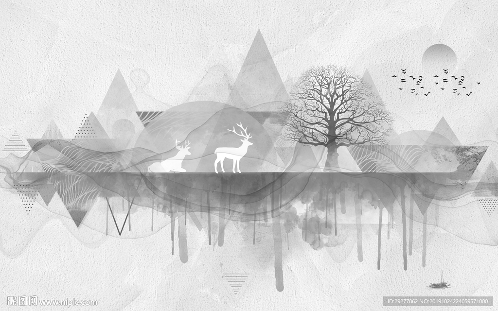 几何简欧式装饰画 TIF分层