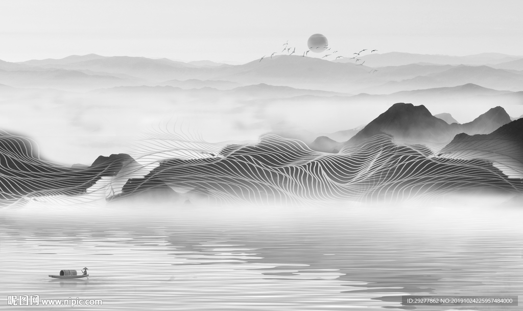 大气意境新山水画 TIF分层