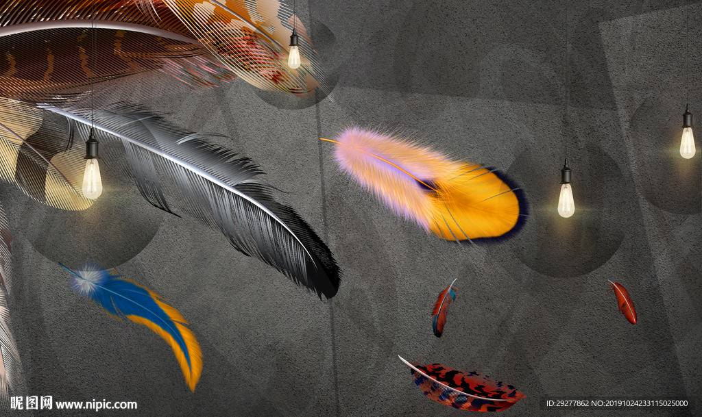 羽毛 简欧式装饰画 TIF分层