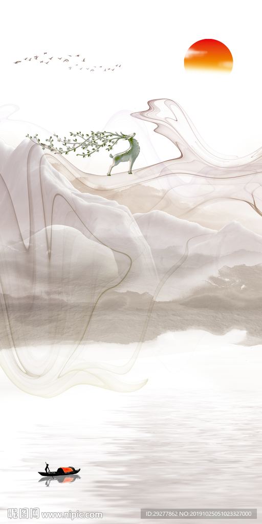 简约新中式玄关画 TIF分层