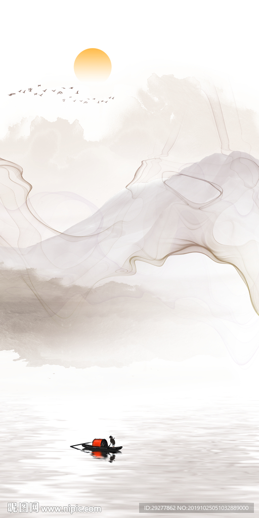 奢华新中式玄关画 TIF分层