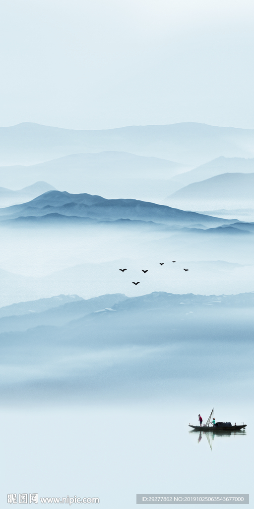 极品玄关中式山水 TIF分层