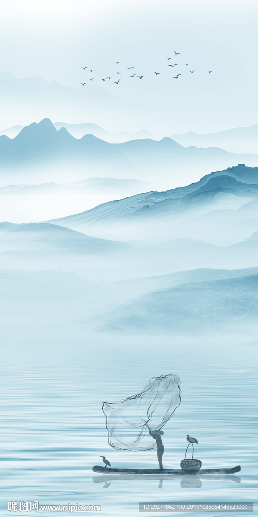 新款玄关中式山水 TIF分层