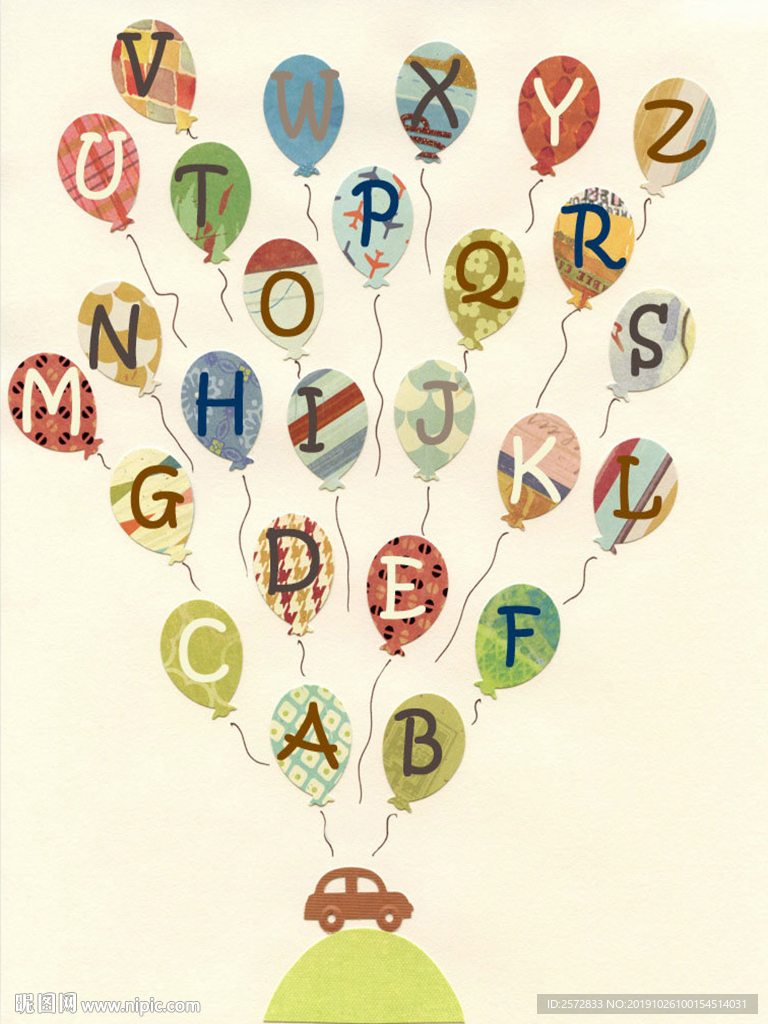 字母 小动物 卡通 字母装饰画