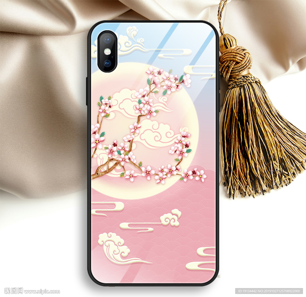 花好月圆宫廷风手机壳图案设计