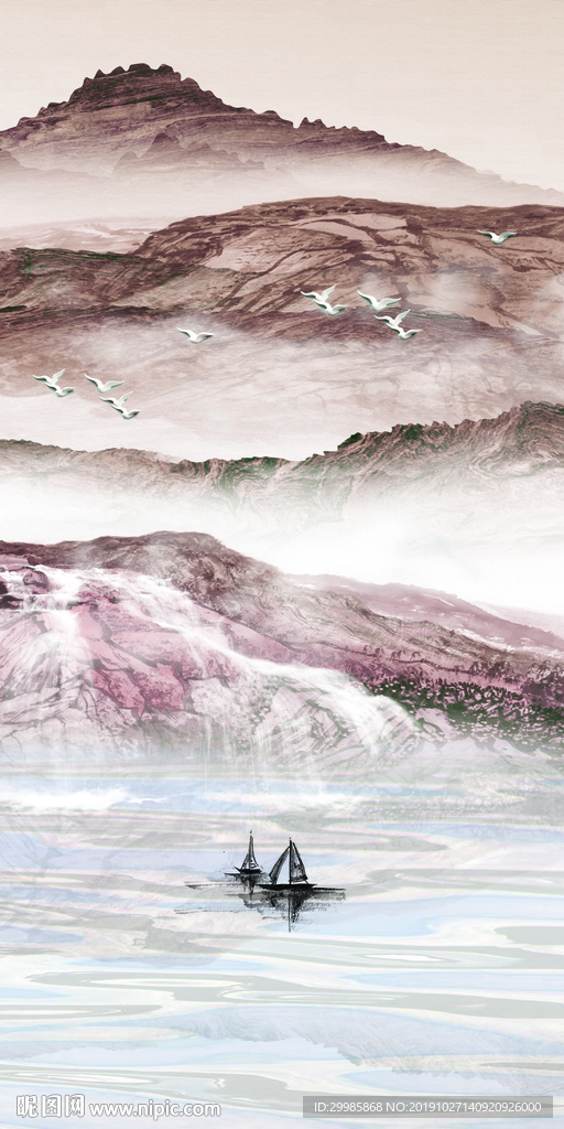 新款玄关意境山水 tif分层